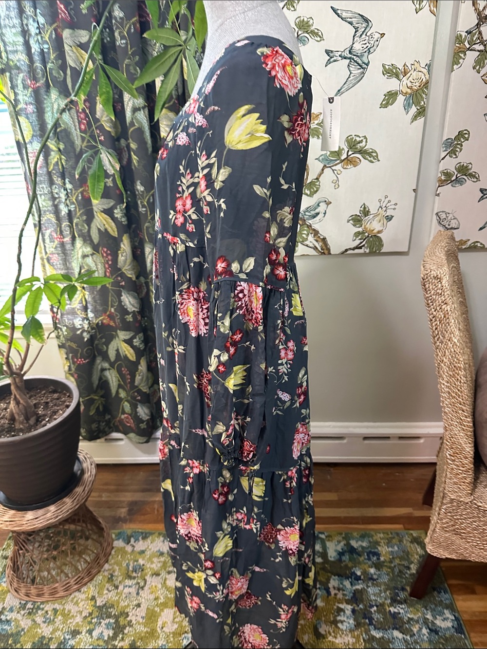 New Anthropologie EVELIN Small
Blue Green Grey Tone Tiered Floral Peasant Maxi - Picture 11 of 17